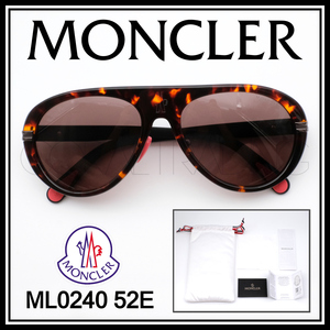 24119★新品本物！MONCLER ML0240 52E NAVIGAZE べっ甲柄/ブラック モンクレール 高級サングラス アビエイター ティアドロップ