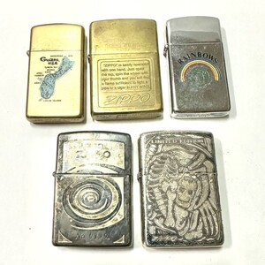 H028 まとめ ▲ Zippo ジッポー オイルライター 5点セット ドクロ グアム レインボー 他 喫煙具 喫煙グッズ