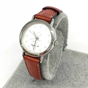 ◆agnes b. アニエスベー 腕時計 クォーツ◆V701-6850 シルバーカラー×レッド SS×レザー レディース ウォッチ watch