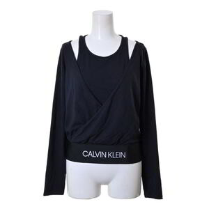 美品 Calvin Klein (CK) パフォーマンス ロゴプリント カットソー M ブラック カルバンクライン KL4BKULB16