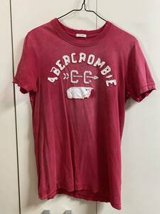 ABERCROMBIE アバクロ 丸首 半袖 Tシャツ 赤 サイズM程度