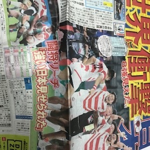 ラグビー 　ワールドカップ・　日本代表チーム　桜戦士　逆転勝ち　スポーツ新聞５紙　レア