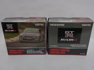1/64【TOMYTEC】TLV　日産 GT-R ニスモ Nアタックパッケージ（灰メタ） ＆ ニュルブルクリンク・タイムアタック仕様車　2台セット