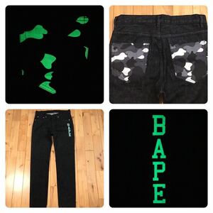 ★蓄光★ City camo Black デニム パンツ Mサイズ a bathing ape BAPE denim pants エイプ ベイプ アベイシングエイプ 迷彩 jeans w86