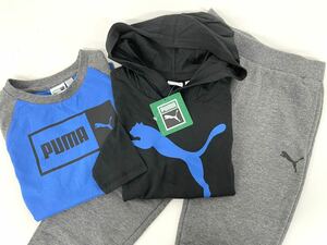 新品■PUMA プーマ キッズ 男の子 長袖シャツ スウェットパンツ 3点セット 5-6Y 裏起毛 110 120