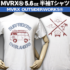 Tシャツ 半袖 XXL メンズ MVRX ブランド SURFRIDERS モデル サーフィン ワゴン ホワイト 白 ブルー 赤
