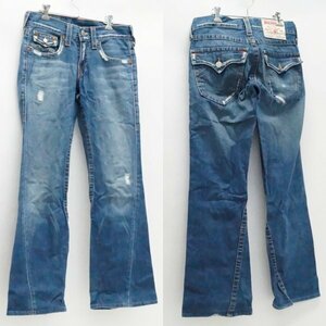 中古 トゥルーレリジョン TRUE RELIGION JOEY デニム ジーンズ パンツ ROW28 SEAT33 綿100％ USA製 RN 112790 ポケット裏地 毛玉 シミあり