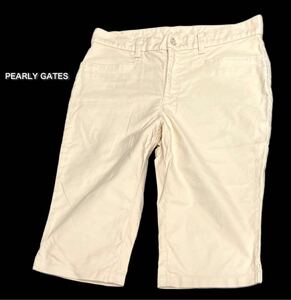 PEARLY GATES★パーリーゲイツ★（2）薄地コットン ストレッチ 五分丈 ハーフパンツ クロップドパンツ/イエローベージュ系