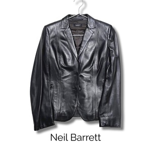 Neil Barrett ニールバレット シングルブレスト レザージャケット ダークブラウン Sサイズ レディース イタリア製 国内正規タグ