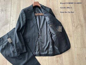 新品サンプル COMME CA MEN コムサメン 秋冬春 シャドーチェック スーツ 08チャコールグレー Mサイズ 03SE01 定価75,900円