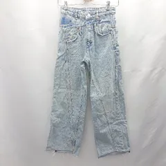 ◇ Θ ZARA ザラ ダメージ カットオフ ウォッシュ デニムパンツ ジーンズ サイズEUR 32 ブルー系 レディース E  【1412090012402】