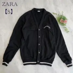 【ZARA】メンズ起毛トップス カーディガン アウター ワッペン ブラック S