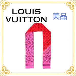 LOUIS VUITTON ルイヴィトン バンドー モノグラム スカーフ レディース ピンク レッド シルク 小物 ファッション マルチカラー