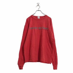 GILDAN 長袖 プリント Tシャツ M レッド ギルダン ロンT ロングTシャツ 古着卸 アメリカ仕入 a505-6173