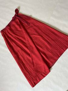 【極美品】アンタイトル UNTITLED 巻きスカート ラップスカート 赤オレンジ朱色 サイズ1 M-L相当 チェック柄 フレアきれい目 春夏お出かけ