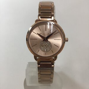 ＜美品＞MICHAEL KORS マイケルコース PORTIA ポーシャ MK3839 スモセコ スワロフスキー ローズゴールド レディース クォーツ 腕時計