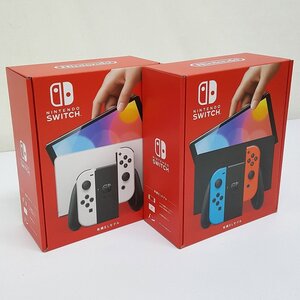 《未使用》Nintendo Switch 有機ELモデル ネオンブルー・レッド＋ホワイト各1個☆合計2個セット《ゲーム・80サイズ・福山店》O988