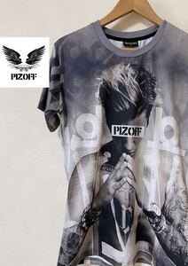 ★Pizoff★ピゾフ★半袖★Tシャツ★総柄★タトゥー★M★