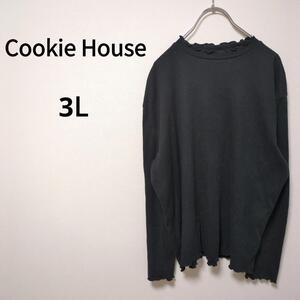 【Cookie House】クッキーハウス（3L）フリルネックカットソー＊大きめ