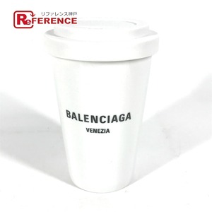 未使用 BALENCIAGA バレンシアガ 666275 ロゴ VENEZIA ベネチア コップ カップ 蓋付き 食器 インテリア タンブラー ホワイト【中古】