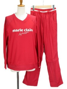 マリクレール MARIE CLAIRE sport セットアップ ジャージ Vネック メッシュ パンツ ライン M 赤 レッド レディース