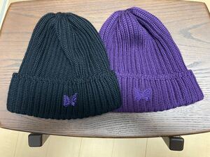 Needles ニットキャップ　BLACK PURPLE ブラック　パープル　2個セット