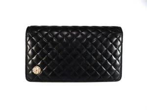 美品★CHANEL/シャネル★リボン★ココマーク★マトラッセ★長財布★ブラック★シール有り・ブッティクシール