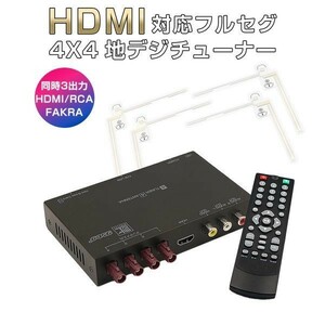 高精細度 地デジチューナー FAKRAコネクター フルセグチューナー HDMI 4x4 miniB-CASカード付き 1年保証「FAK4X4TUNER.A」