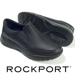 【新品】定価1.98万 ROCKPORT ロックポート《PROWALKER はっ水・軽量》レザー スリッポン カジュアル ウォーキングシューズ 26cm 黒