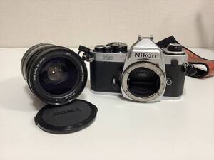 4629◆Nikon ニコン FE2 一眼レフ フィルムカメラ E07-740rm/F3 レンズ付 SIGMA シグマ 28-70㎜ F2.8 動作未確認 底に傷有 裏側内部劣化