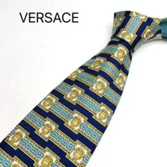 VERSACE ベルサーチ　ネクタイ　ギリシャ模様 グリーン　100%シルク