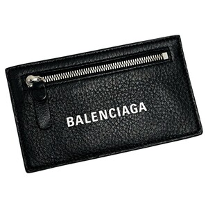 ☆☆ BALENCIAGA バレンシアガ コインケース カードケース 568148 ブラック レザー レディース シルバー金具 箱・布袋有 やや傷や汚れあり