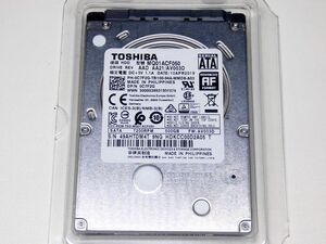 【送料無料】高速7200rpm 稼働14時間 東芝 MQ01ACF050 SATA 2.5インチ 500GB HDD バッファ16MB 7.0mm厚 CrystalDiskInfo「正常」