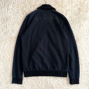 極美品 バックロゴ GUCCI グッチ ブルゾン ドライバーズニット ダブルジップ ジャケット Lサイズ 黒 ブラック 黒タグ トムフォード期 正規