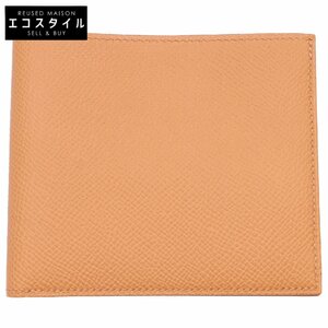 新品同様/ HERMES エルメス U刻 ヴォーエプソン コペルニクス 札入れ 二つ折り財布（小銭入れなし） ゴールド メンズ