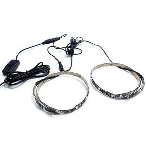 【スイッチ付き】 USB 防水LEDテープライト DC5V 3チップ(50cm×2本)+延長ケーブル1.8m 白色