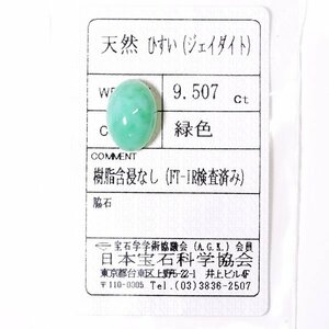 J-102 ルース ヒスイ 9.507ct 日本宝石科学協会ソーティング付き (1円～)