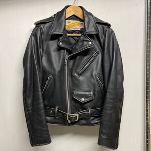 【SCHOTT ショット】613 ダブルライダースジャケット ブラック レザー ワンスター スタッズ アメリカ製 2501oki h