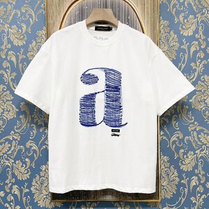 定価2万★christian milada・ミラノ発・半袖Tシャツ★コットン100％ 上品 通気 オシャレ 落書き風 スウェット 夏服 日常 2XL/52サイズ