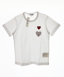 プレイコムデギャルソン PLAY COMME des GARCONS AD2018 RED HEART RHINESTONE TEE L レッド ハート ラインストーン Tシャツ OB-T101 白 24