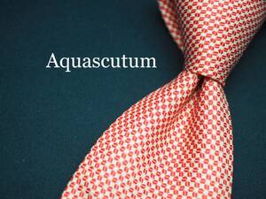 美品【Aquascutum アクアスキュータム】 C1207 赤系 ITALY イタリア製 SILK ブランド ネクタイ 古着 良品