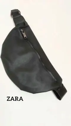 ZARA MANレザー黒ショルダーバッグ・半月