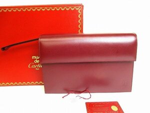 【未使用保管品】 カルティエ Cartier マスト ドゥ カルティエ カーフレザー クラッチバッグ B5 書類カバン メンズ レディース