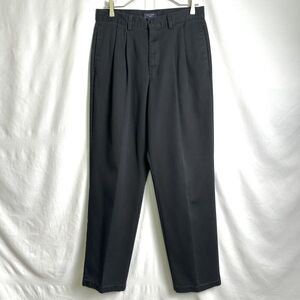 USA製 90s DOCKERS コットン 2タック チノ パンツ W33×L29 ブラック 黒 スラックス チノパン ドッカーズ リーバイス 80s 00s ビンテージ