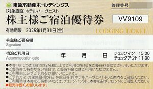 ☆最新 東急不動産 株主優待 ホテルハーヴェスト ご宿泊優待券 10枚セット 2025年1月31日まで 送料込☆