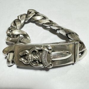 【1円〜スタート】 CHROME HEARTS クロムハーツ ID DAGGER ダガーIDクラシック リンク シルバー ブレスレット (シルバー 約116g)