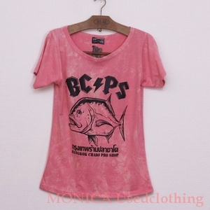 MH109◆在庫セール【BCPS オリジナル】お魚Tシャツ M レディース バンコクチャドプロショップ 雷魚 スネークヘッド