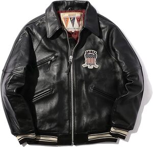 AVIREX アビレックス　6121039　SIGNATURE VARSITY JACKET　バック　ロゴ　ラム　レザー　スタジャン　ジャケット　L 未使用