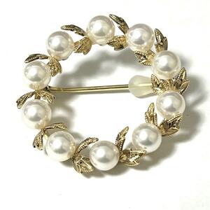 【大人気・定価36万】ミキモト　MIKIMOTO レディース　ブローチ　パール　真珠　K18