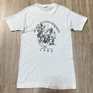 【送料360円】80s ビンテージ BLACK ALUMNI REUNION 半袖Tシャツ カットソー 白 ホワイト ヴィンテージ 古着 R-4183